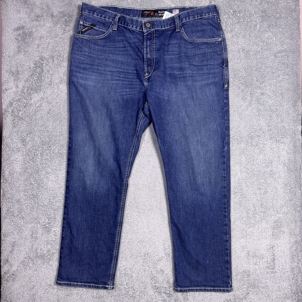 Ariat FR M4 Jeans Men's 42x30 Relaxed Straight CAT 2 Flame Resistant Denim Blue